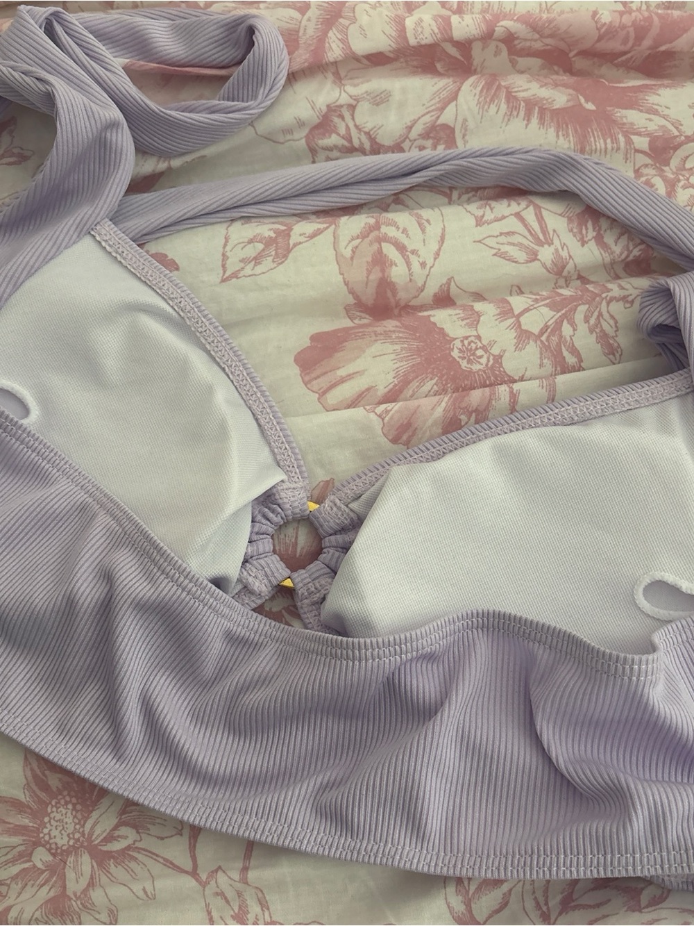 Lilac Ribbed Bikini Set with Gold Rings - Picture 2 of 3